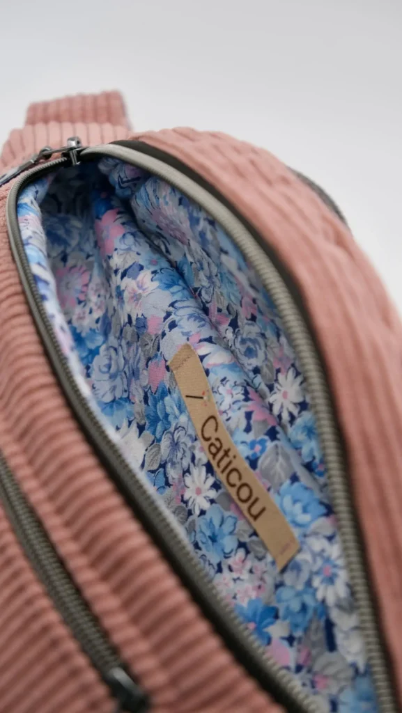 Sac Banane Modèle Marie Velours saumon / mousquetons