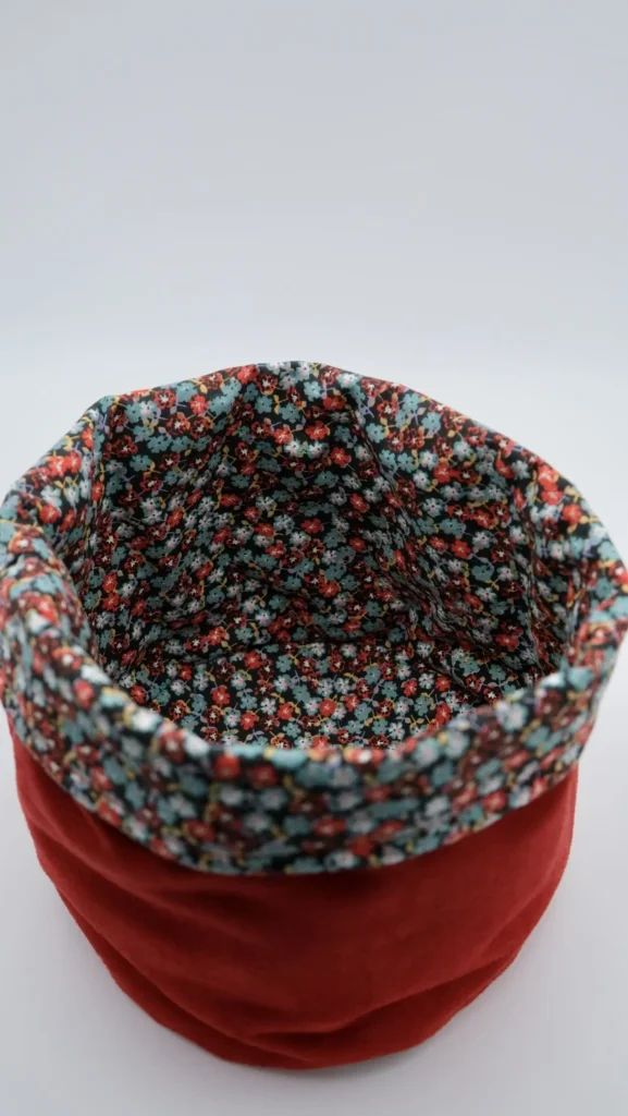 Panière Effet Suédine rouge doublure à fleurs