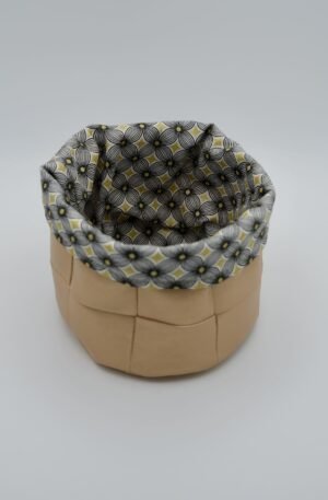 Panière Simili dorée carrée doublure floral géo doré
