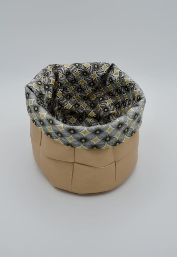 Panière Simili dorée carrée doublure floral géo doré