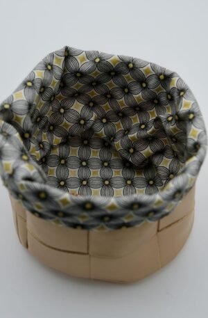 Panière Simili dorée carrée doublure floral géo doré – Image 2