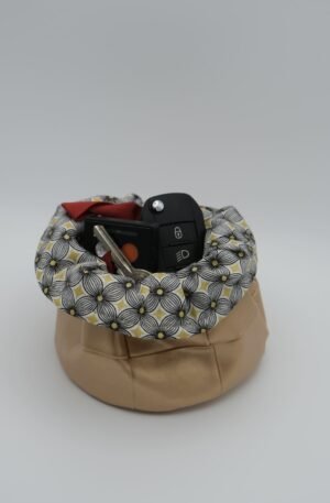 Panière Simili dorée carrée doublure floral géo doré – Image 3