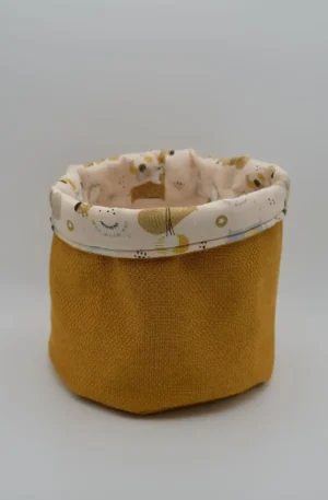 Panière occultant jaune doublure coton animaux