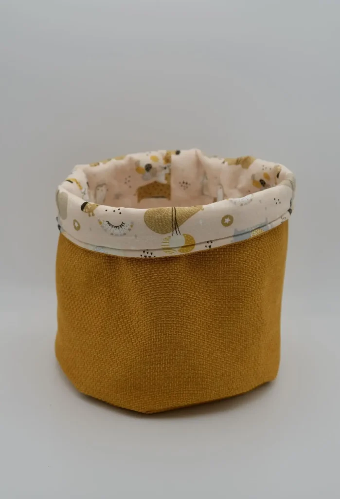 Panière occultant jaune doublure coton animaux