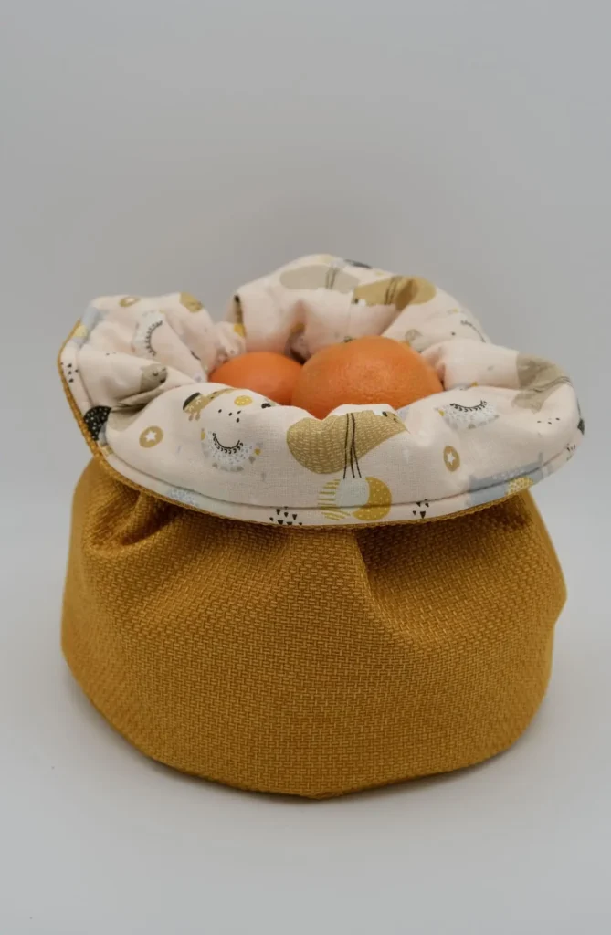 Panière occultant jaune doublure coton animaux