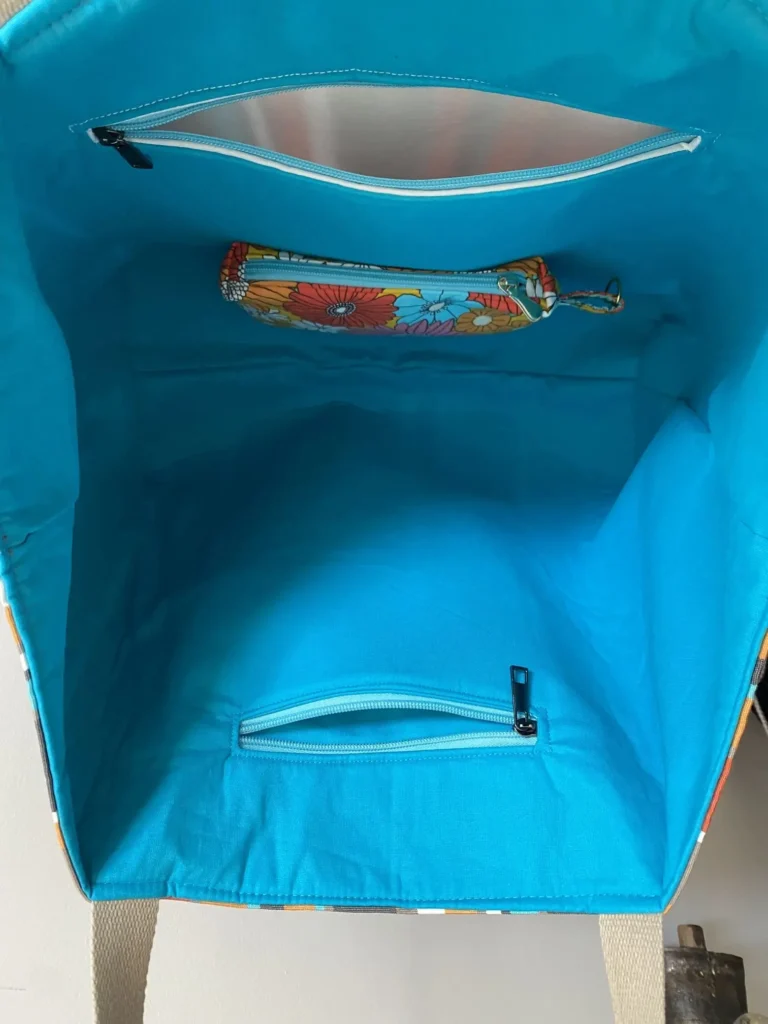 Sac Dralon Modèle Sunny 2 poches ton orangé bleu