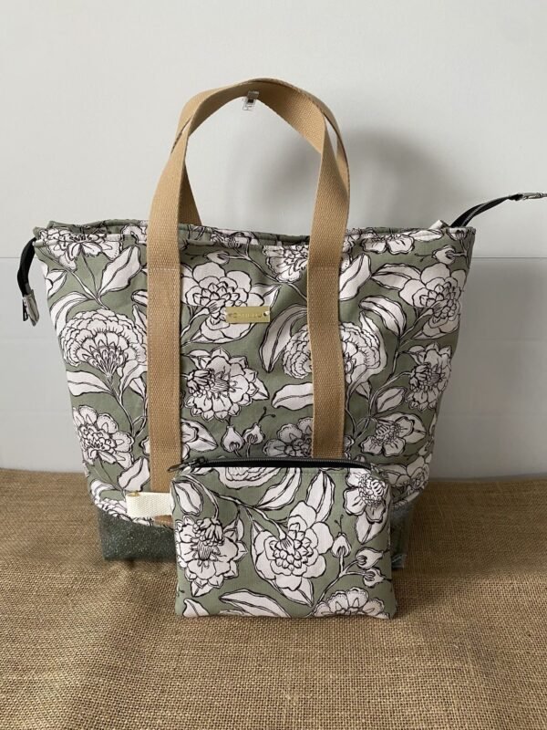 SAC ZIPPE VERT AMANDE IBIZA