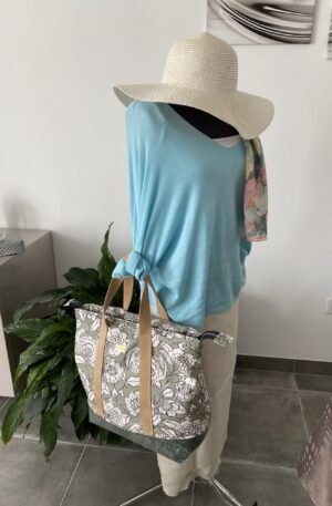 Ensemble Sac Ibiza Zippé Vert amande et sa pochette – Image 3
