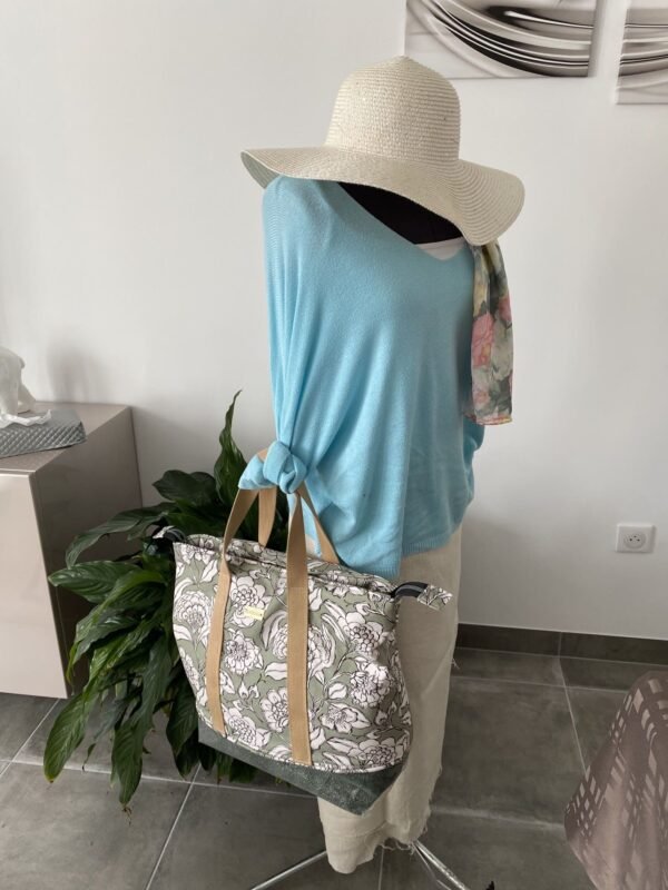 Ensemble Sac Ibiza Zippé Vert amande et sa pochette – Image 3