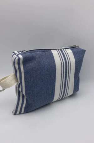 Pochette de rangement Ibiza Bleue rayée avec ganse en métal – Image 2
