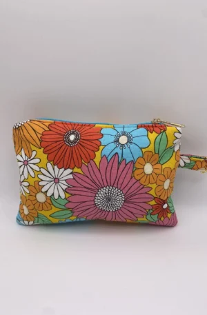 Pochette de rangement Ibiza sur fond jaune avec ganse en métal