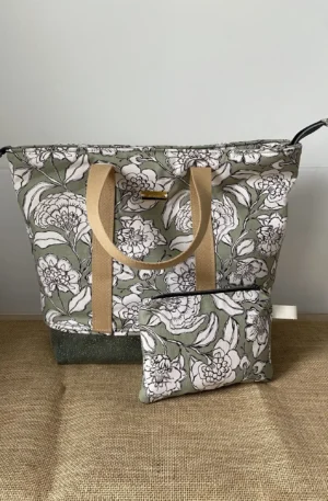 Ensemble Sac Ibiza Zippé Vert amande et sa pochette – Image 4