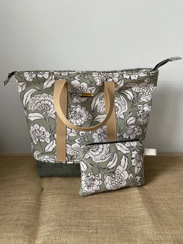 Ensemble Sac Ibiza Zippé Vert amande et sa pochette – Image 4