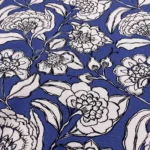 TOILE DE COTON FLEURS BLEU