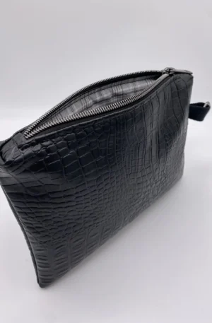 POCHETTE IBIZA CROCO NOIR
