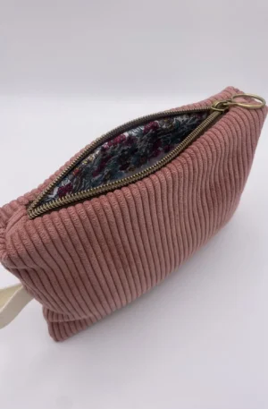 POCHETTE VELOURS IBIZA VIEUX ROSE