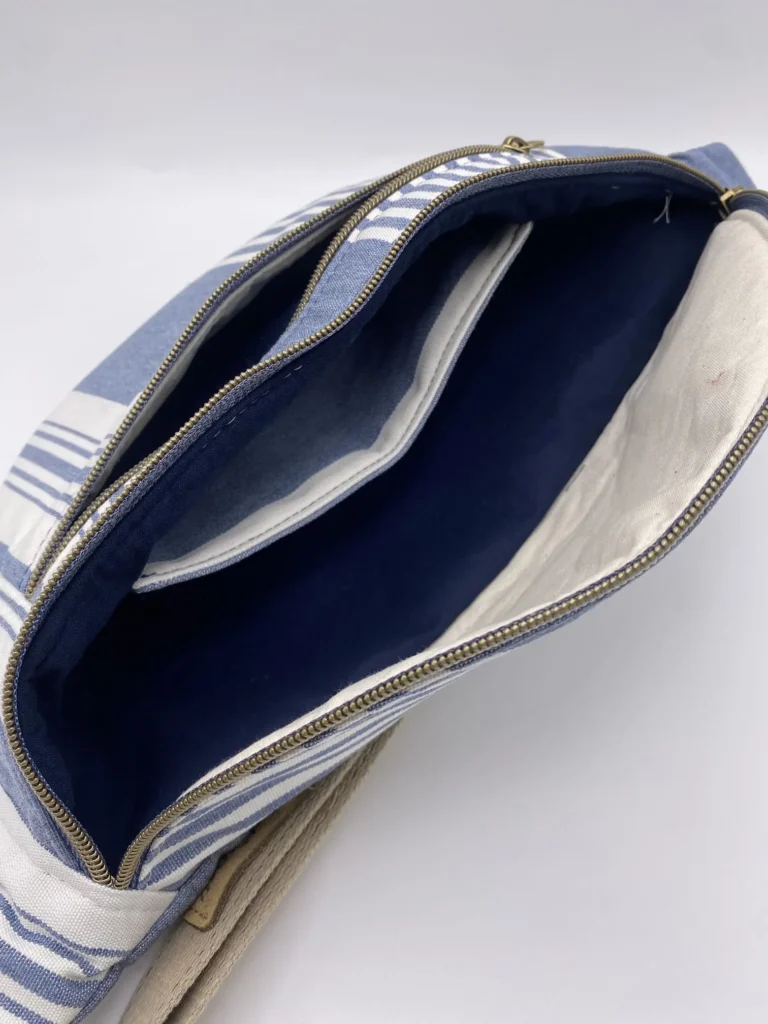 Sac BANANE CATHY TOILE RAYEE BLEUE