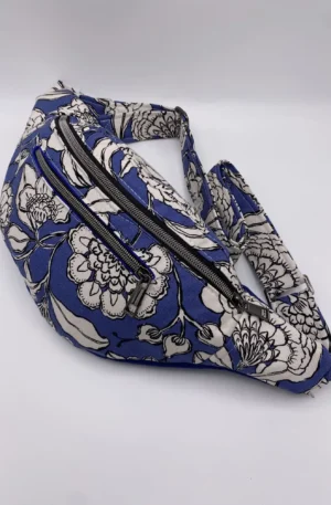 BANANE CATHY TOILE COTON FLEURS BLEUES