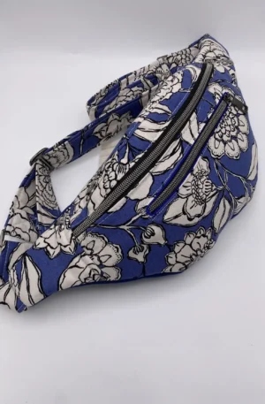 BANANE CATHY TOILE COTON FLEURS BLEUES