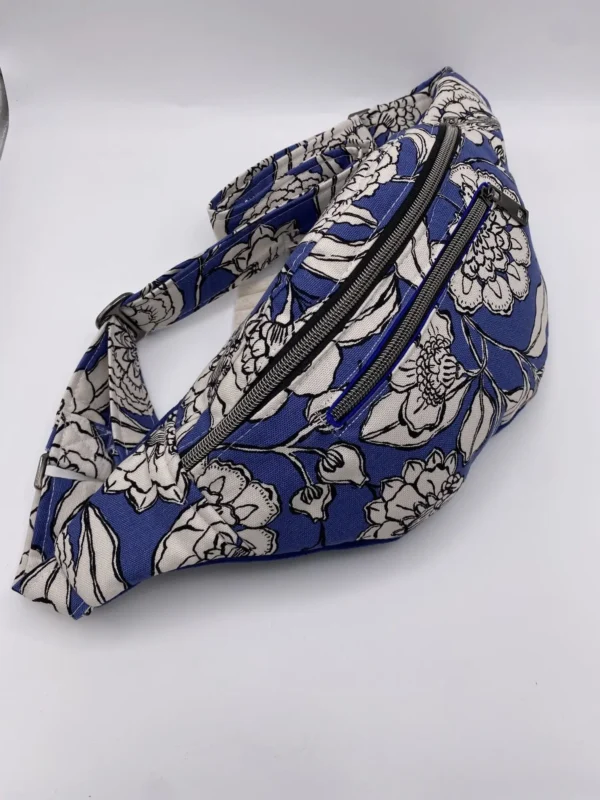 BANANE CATHY TOILE COTON FLEURS BLEUES