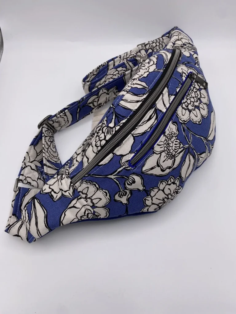 BANANE CATHY TOILE COTON FLEURS BLEUES