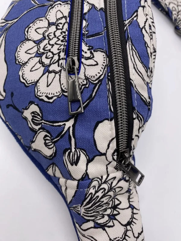 BANANE CATHY TOILE COTON FLEURS BLEUES