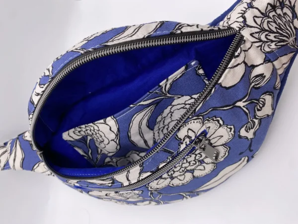 BANANE CATHY TOILE COTON FLEURS BLEUES