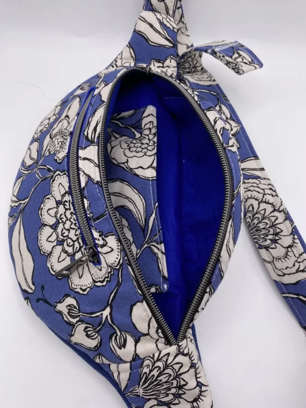 BANANE CATHY TOILE COTON FLEURS BLEUES