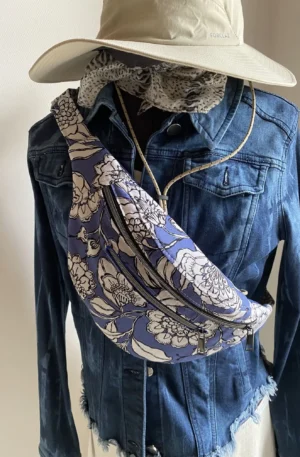 BANANE CATHY TOILE COTON FLEURS BLEUES