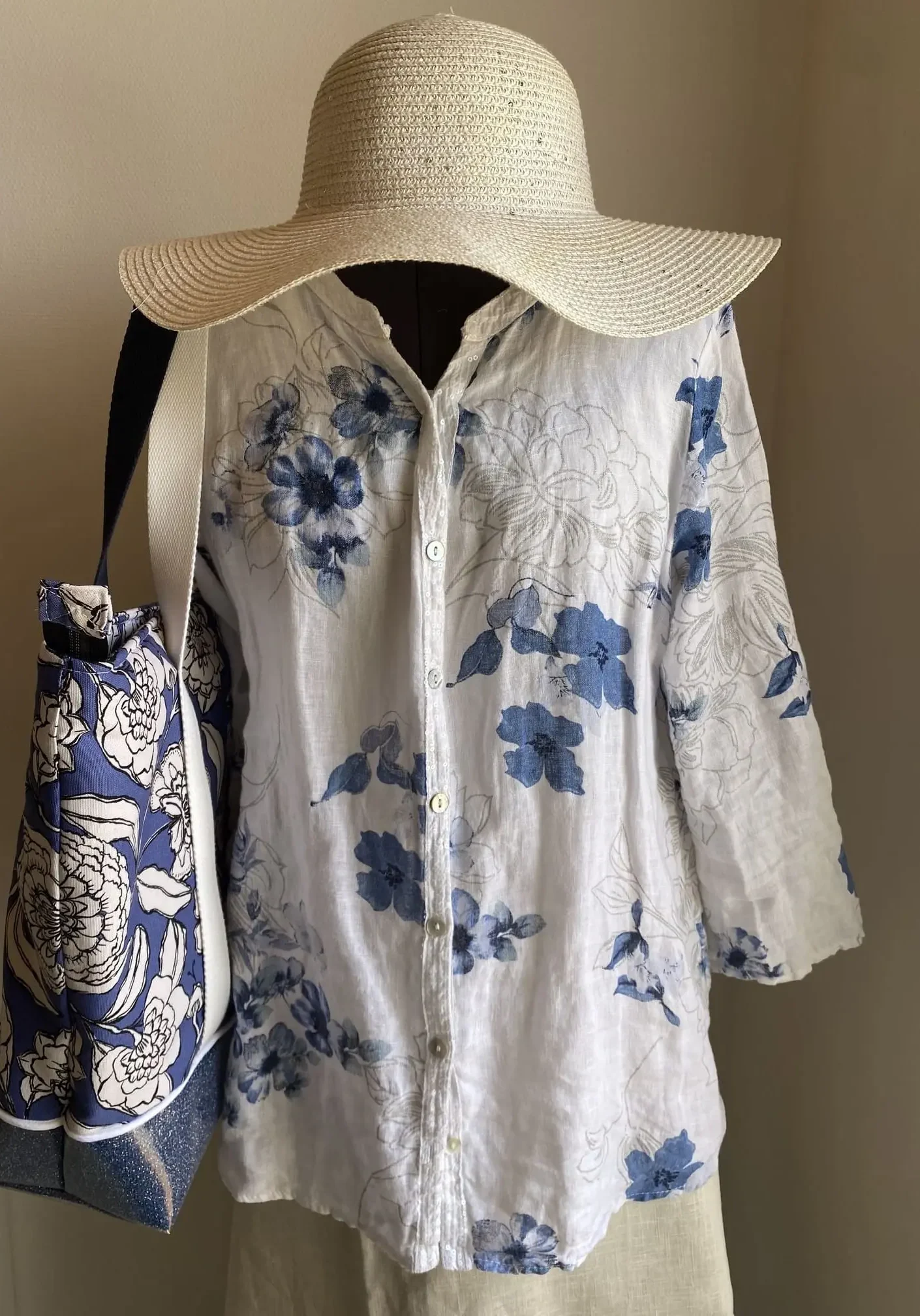 IBIZA ZIPPE FLEURS BLEUES