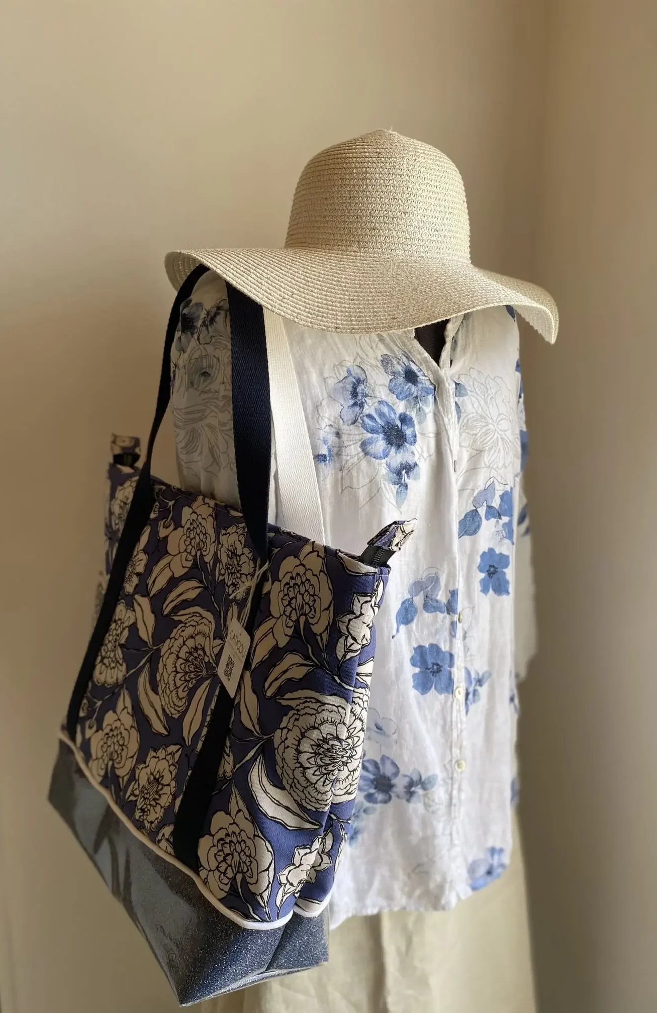 IBIZA ZIPPE FLEURS BLEUES