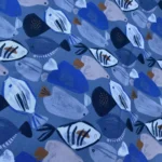 TOILE CANEVAS POISSONS FOND BLEU CLAIR