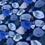 TOILE CANEVAS POISSONS FOND BLEU FONCE