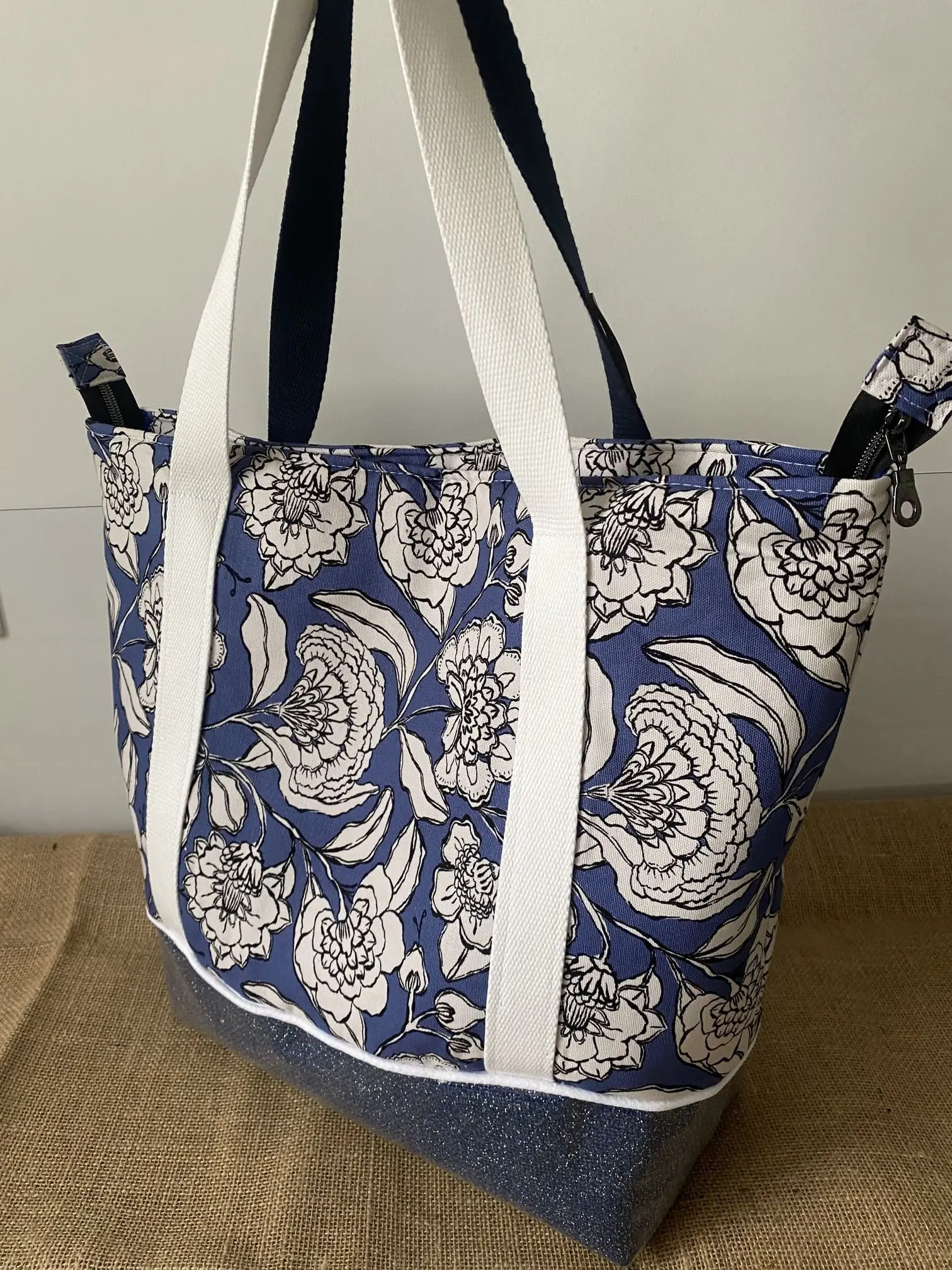 IBIZA ZIPPE FLEURS BLEUES