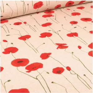 Coquelicots Toile de Coton - 200gr/m2 80% coton et 20% Polyester