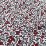TISSU ENDUIT FLEURS TON ROUGE GRIS ET BLANC +€3.00