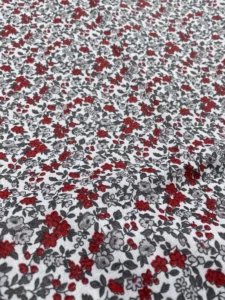 ENDUIT FLEURS ROUGE GRIS ET BLANC