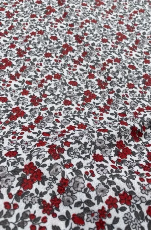 ENDUIT FLEURS ROUGE GRIS ET BLANC