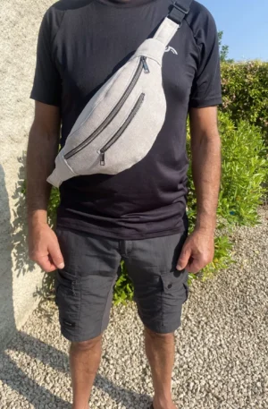 Sac Banane Modèle Marie mixte gris très clair – Image 7