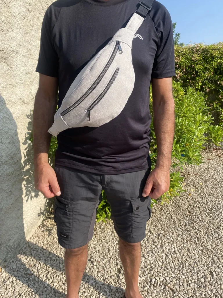 Sac Banane Modèle Marie mixte gris très clair
