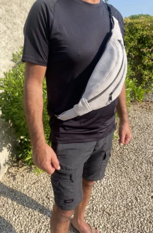 Sac Banane Modèle Marie mixte gris très clair – Image 8