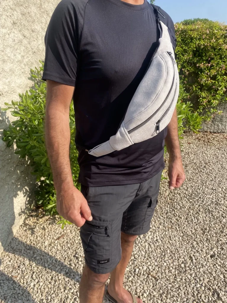 Sac Banane Modèle Marie mixte gris très clair