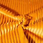 TISSU VELOURS MINKY CÔTELÉ D'AMEUBLEMENT 15mm UNI OCRE