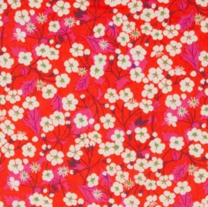 LIBERTY OF LONDON TANA LAWN MITSI SUR FOND ROUGE