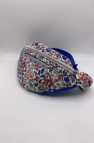 SAC BANANE AQUARELLE BLEURS BLEU