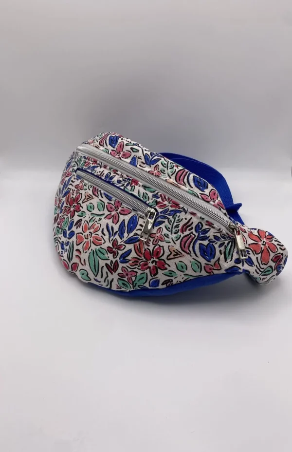 SAC BANANE AQUARELLE BLEURS BLEU