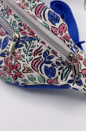 SAC BANANE AQUARELLE BLEURS BLEU