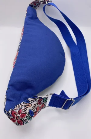 SAC BANANE AQUARELLE BLEURS BLEU