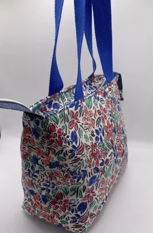 SAC ZIPPE AQUARELLE FLEURS BLEU MODELE TRANQUILLE