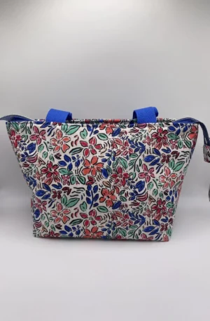 SAC ZIPPE AQUARELLE FLEURS BLEU MODELE TRANQUILLE